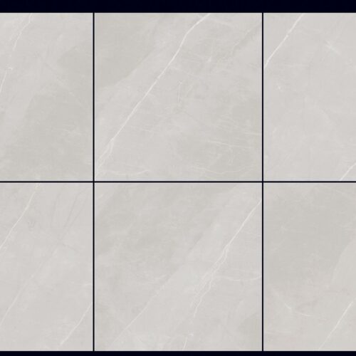 Armani White 600x600 matt porcelain random face layout minimal grey stone