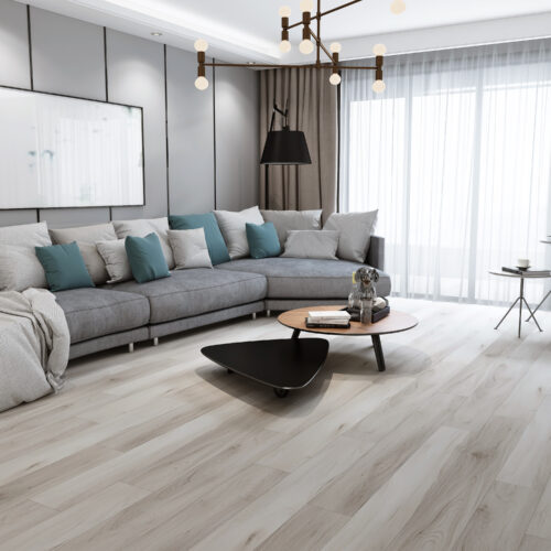 Shadow Grey hybrid SPC flooring lifestyle room deep cool grey timber floor