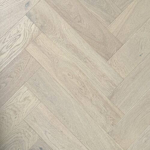 Oak Shell white-washed European engineered timber flooring with pale cream and oat tones showing subtle grain and resin-filled knot detail (image 2)