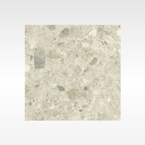 Beige terrazzo porcelain tile - Luxstone Beige 600x600mm matt honey aggregate chips
