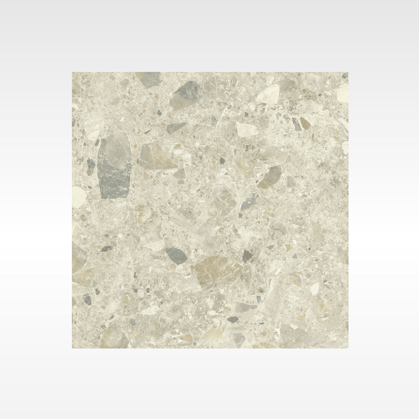 Luxstone Beige warm sandy beige terrazzo porcelain tile large honey aggregate chips