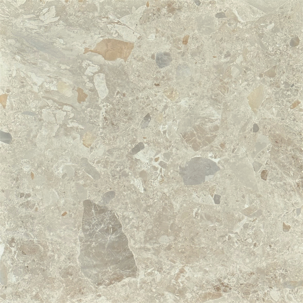 Luxstone Beige terrazzo porcelain tile bathroom installation