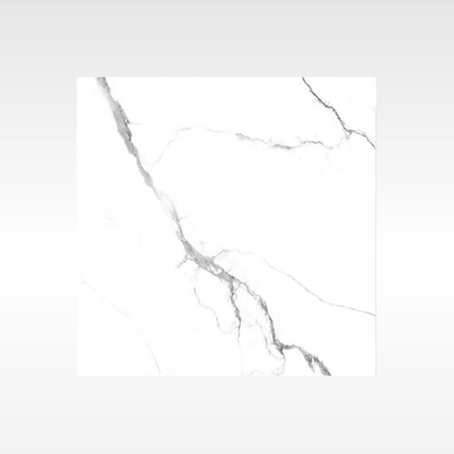 Calacatta White large format tile full face white ground silver strike diagonal sweep