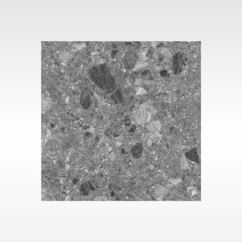 Charcoal terrazzo-look porcelain tile - Gelato Dark satin matt aggregate 600x600mm