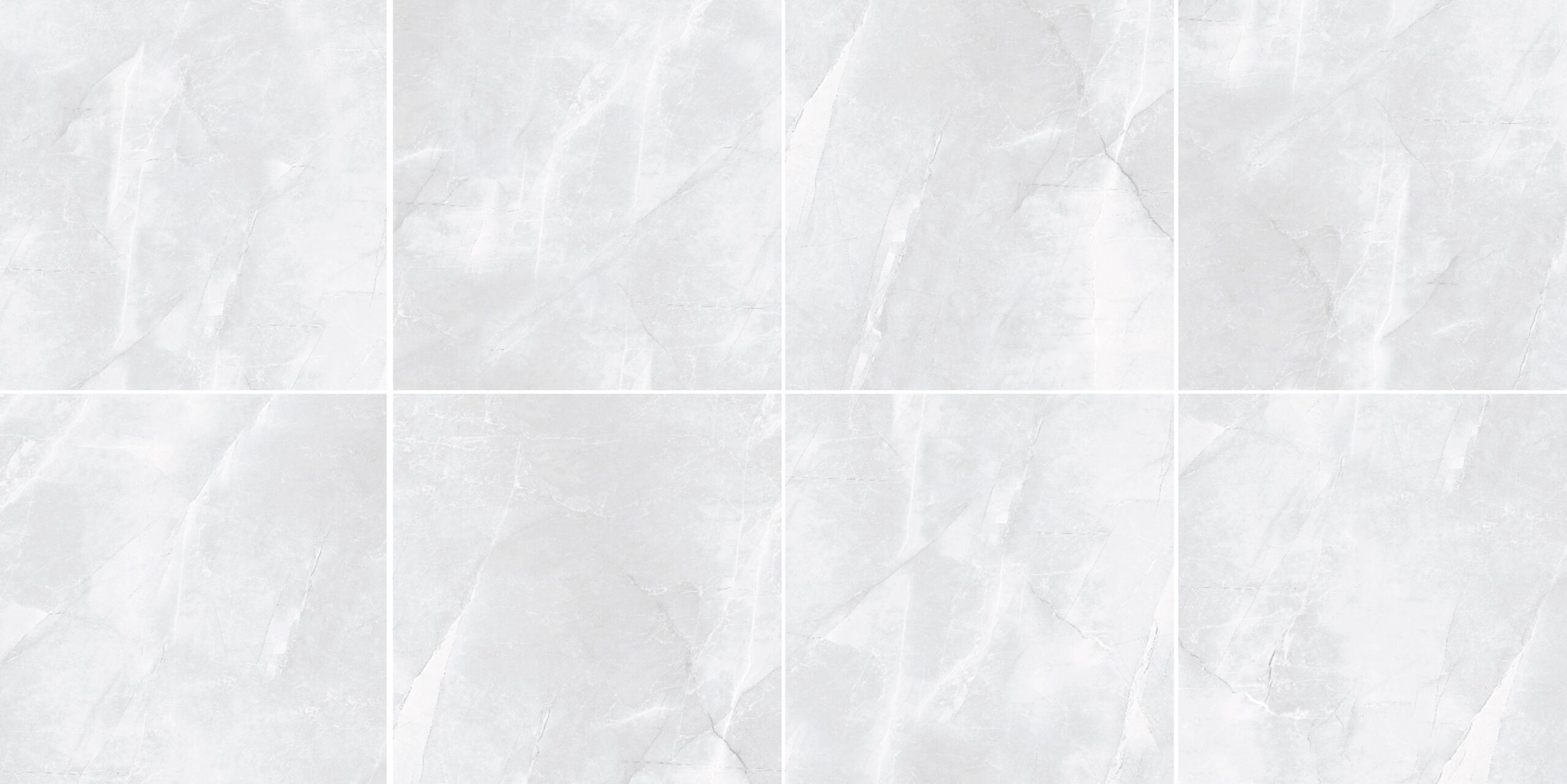 Vienna Grey large format tile full face angular hairline veining pale grey-white surface