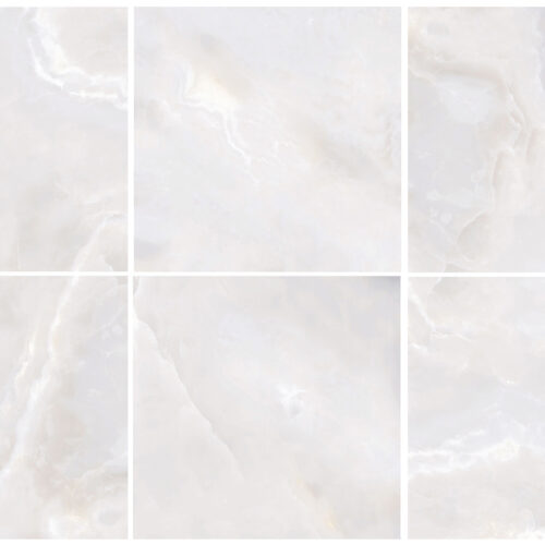 Jade White large format tile dramatic onyx cloud pattern on ivory background