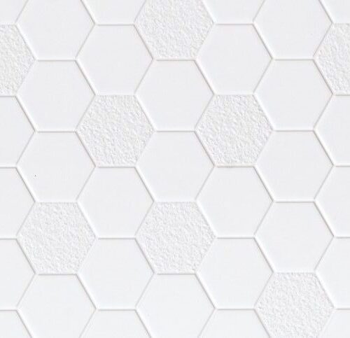 Plain White Hex close-up pure white hexagonal gloss mosaic tile pattern with subtle surface texture