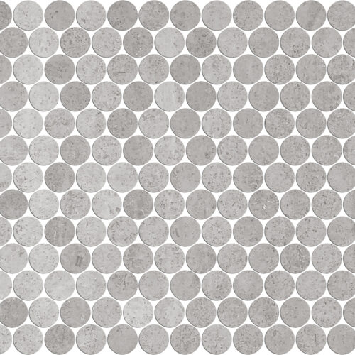 Penny round mosaic 23mm polished marble circles light colourway bathroom wall floor