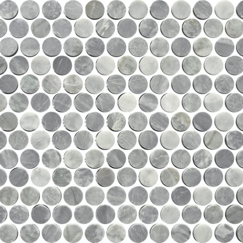 Penny round mosaic 23x23mm ART058 polished grey marble circles mesh sheet bathroom floor