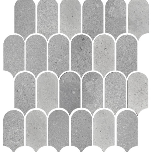 Feather mosaic ART401 white cream marble polished shield shape tile feature wall bathroom
