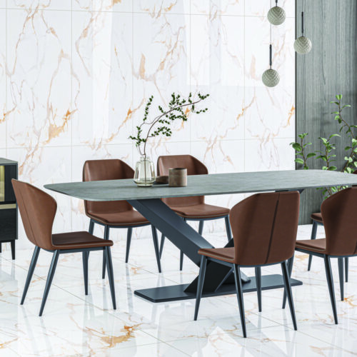 Bevin Gold Endless Alpine White matt porcelain tile 600x1200mm – pure white with bold warm gold Calacatta veining, Belantti2