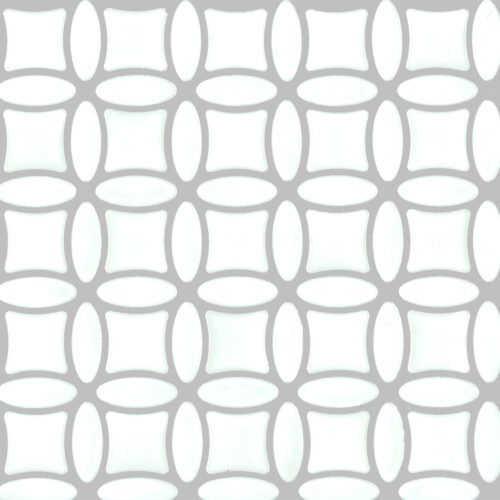 Gloss White coins ceramic mosaic alternating pill pinched oval shapes belantti