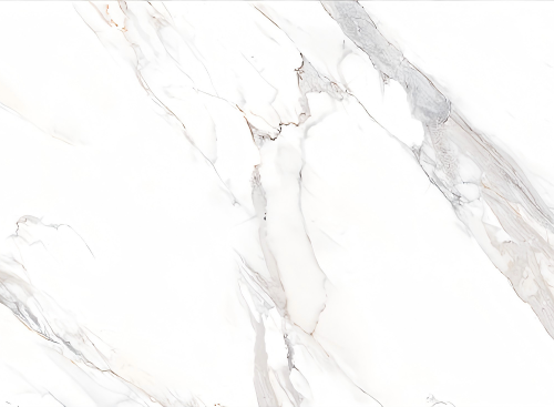 Carrara Blanco close-up flowing charcoal grey veins on white marble porcelain tile