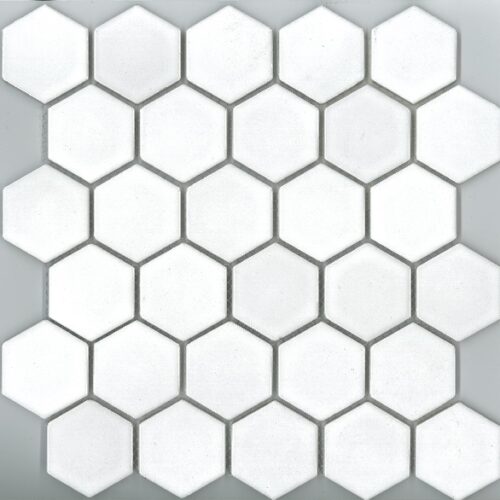 White hexagon mosaic 48x48mm matte unglazed ceramic tiles belantti