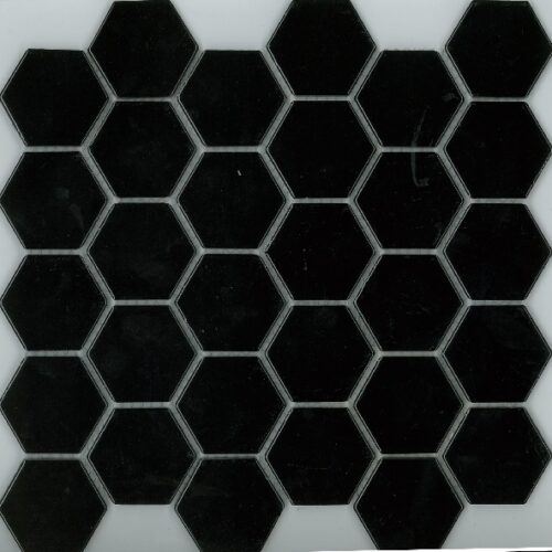 Gloss Black hexagon mosaic 48x48mm jet black polished ceramic tiles belantti