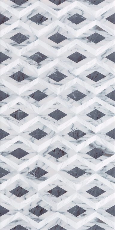 HX6300F Grey Diamond close-up diamond pattern mosaic in graphite marble and white