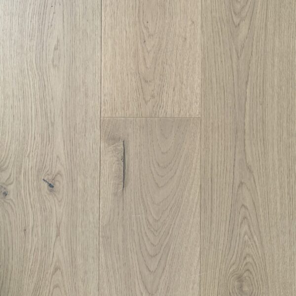 Oak Havana pale ash European engineered timber flooring with soft cool grey wash over warm oat undertones showing composed grain pattern