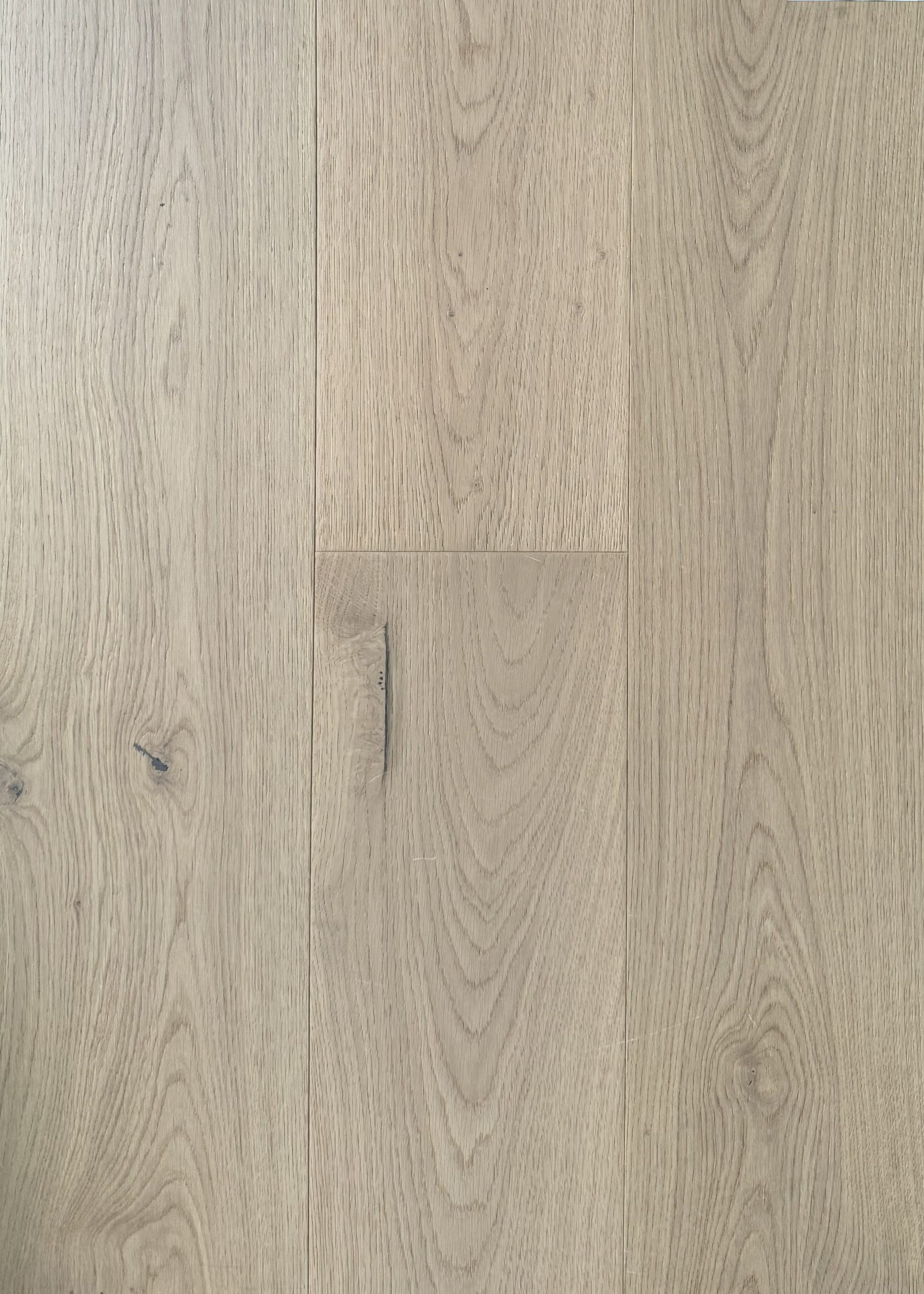 Oak Havana pale ash European engineered timber flooring with soft cool grey wash over warm oat undertones showing composed grain pattern