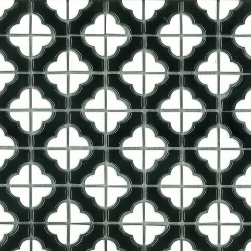 Flower mosaic POP003 black gloss ceramic clover pattern mosaic tile sheet feature wall