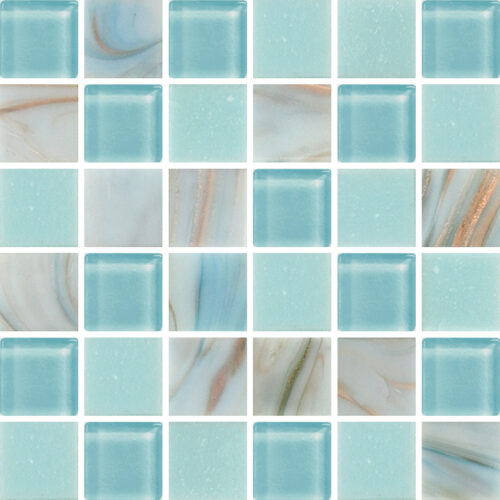 Glass pool mosaic GEM078 solid teal green glass tile sheet pool wet area feature wall