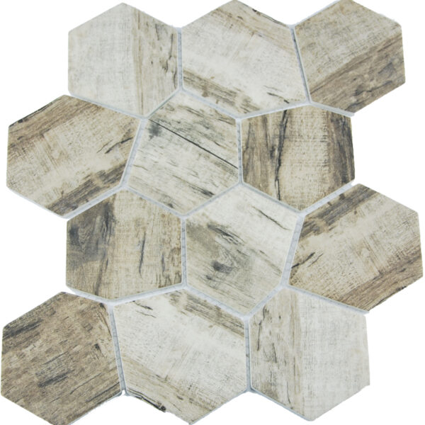 IRREGULAR HEXAGON TAUPE SATIN
