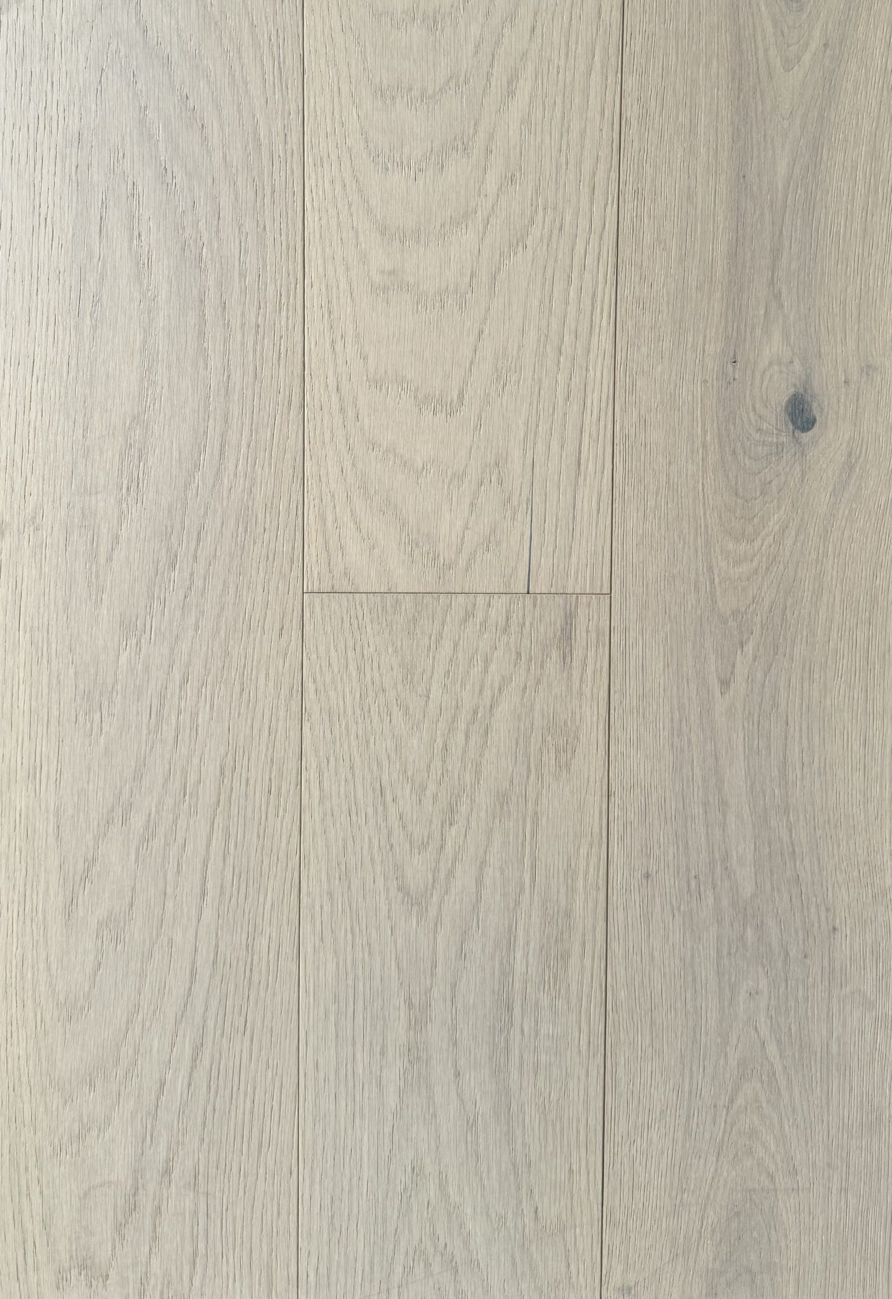 Oak Shell white-washed European engineered timber flooring with pale cream and oat tones showing subtle grain and resin-filled knot detail