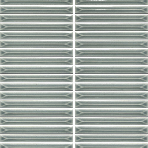 Ukibori mosaic UKB062 sage mint green embossed ceramic strip tile mesh sheet bathroom wall