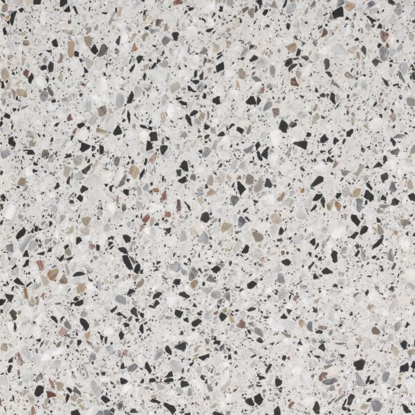 TERRAZZO ST Mix white ground porcelain tile multicoloured black grey taupe aggregate