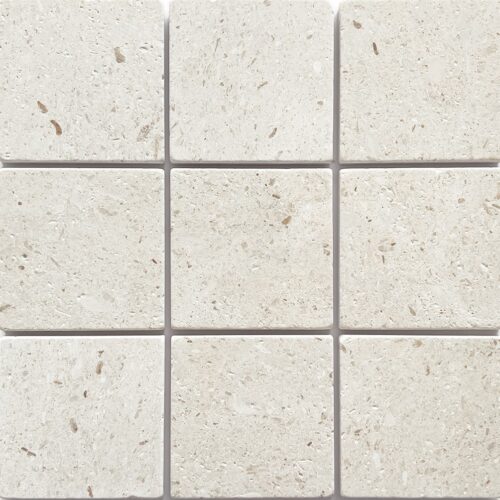 White porcelain tile — Apollo White Limestone Tumbled 100X100