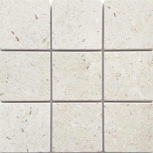 White porcelain tile — Apollo White Limestone Tumbled 100X100