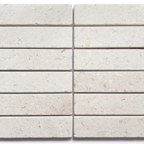 White porcelain tile — Apollo White Limestone Tumbled 50X200