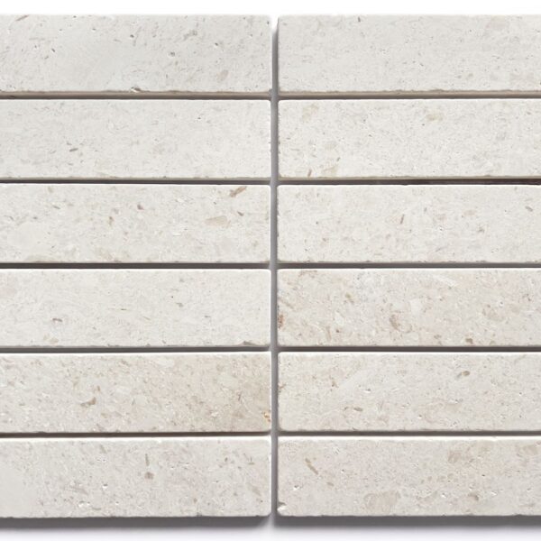 White porcelain tile — Apollo White Limestone Tumbled 50X200
