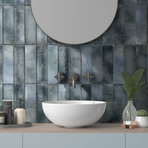 Blue ceramic tile — Hackney Blue
