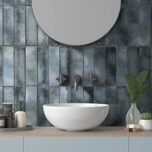 Blue ceramic tile — Hackney Blue